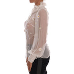 Dolce & Gabbana White Daisy Applique Silk Shirt TSH1440-1