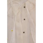 Dolce & Gabbana White Daisy Applique Silk Shirt TSH1440-1