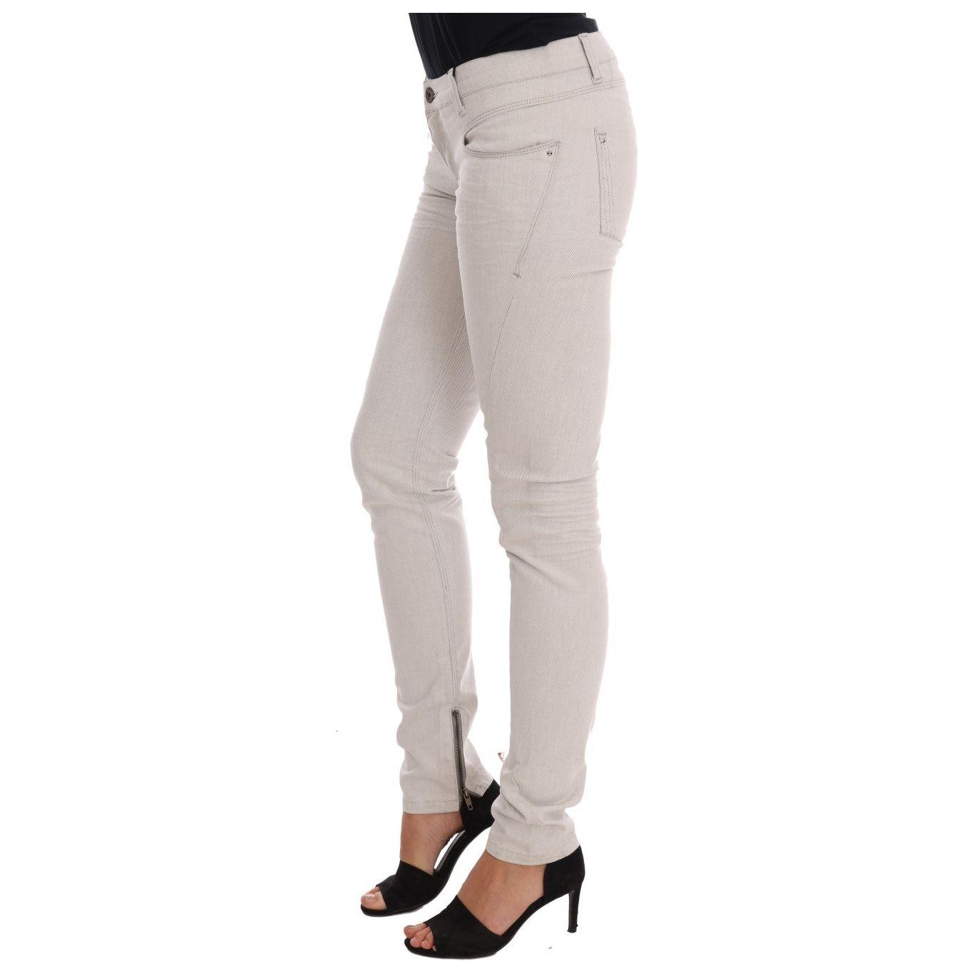 Costume National White Cotton Stretch Slim Jeans
