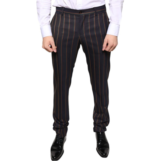 Dolce & Gabbana Brown Stripes Skinny Men Dress Pants