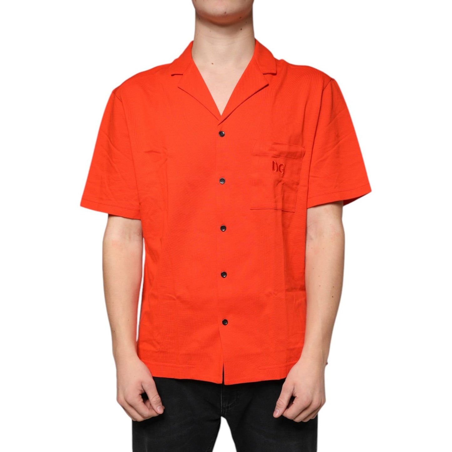 Dolce & Gabbana Orange Cotton Button Down Casual Polo Shirt TSH84563-44