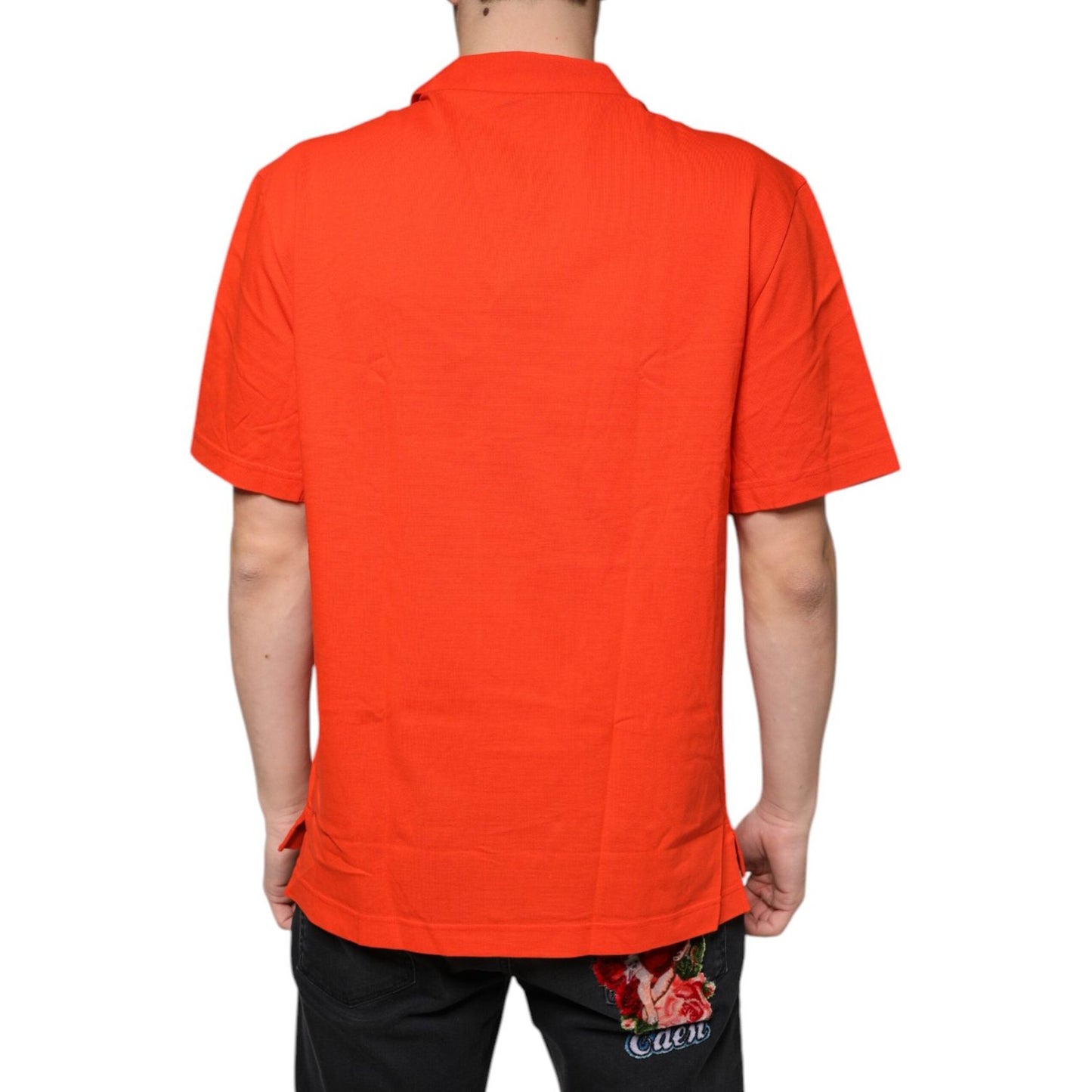 Dolce & Gabbana Orange Cotton Button Down Casual Polo Shirt TSH84563-44