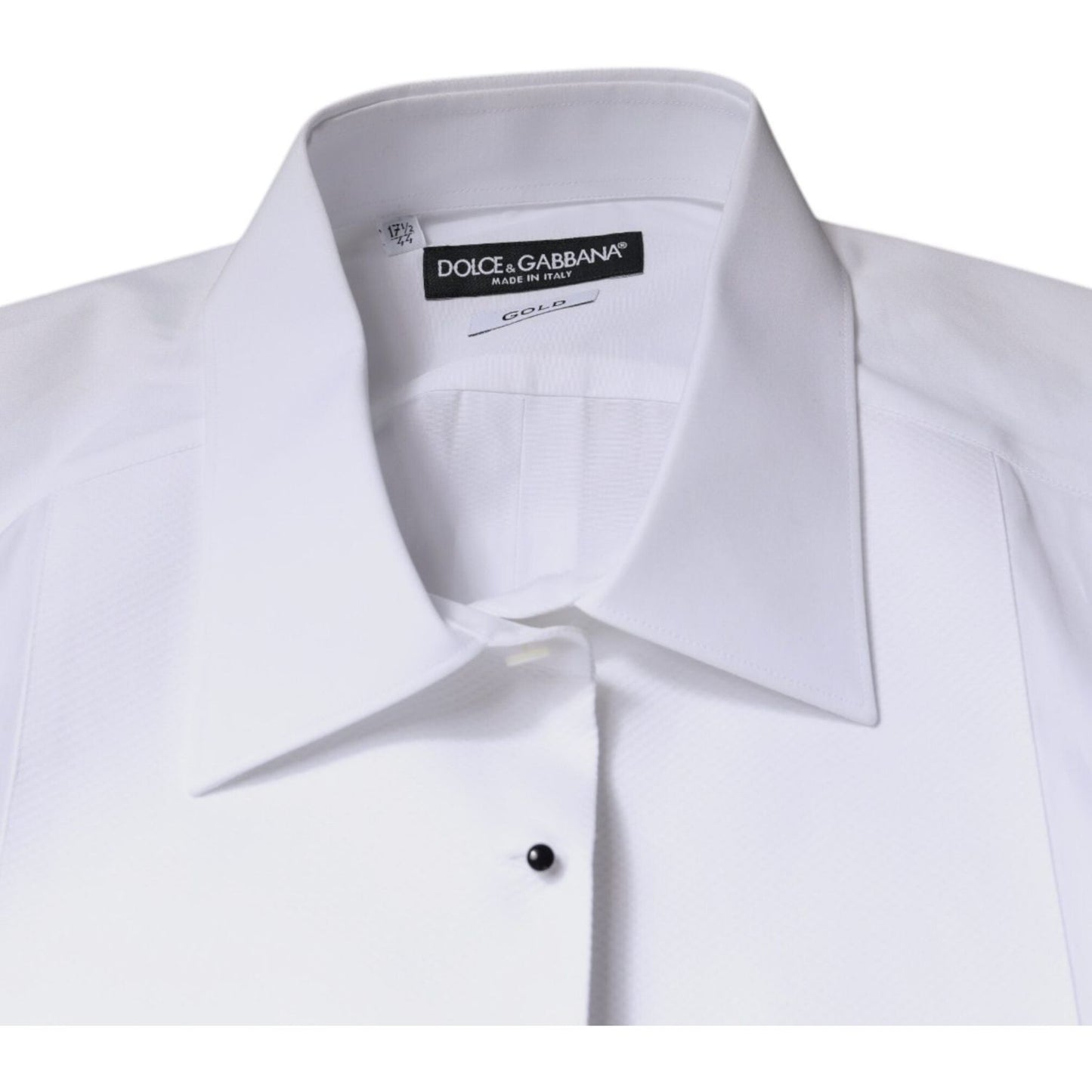 Dolce & Gabbana White Bib Cotton Poplin GOLD Formal Shirt TSH87332-37