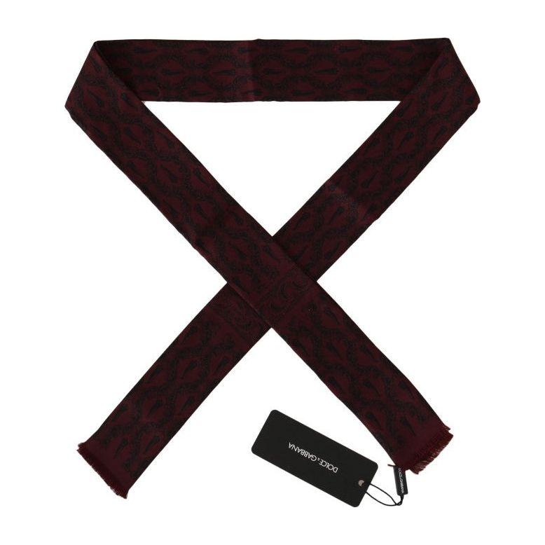 Dolce & Gabbana Bordeaux Silk Crown Chili Scarf Silk Scarves
