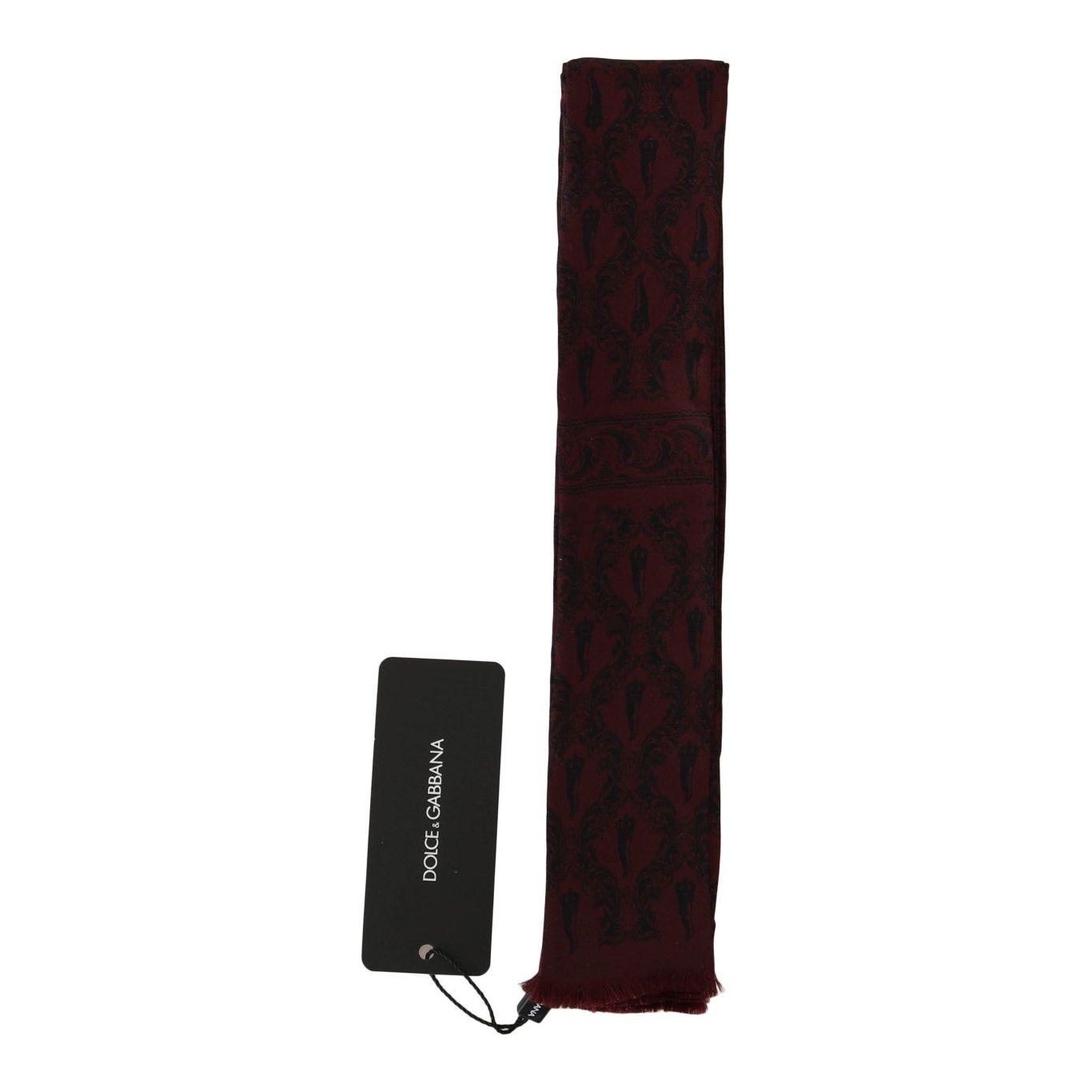 Dolce & Gabbana Bordeaux Silk Crown Chili Scarf Silk Scarves