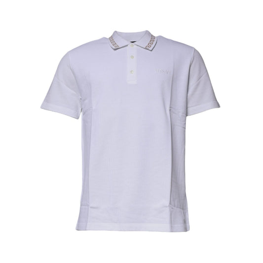 Versace White Viscose Collared Men Polo Short Sleeves T-shirt