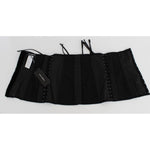Dolce & Gabbana Black Stretch Corset Waist Strap Belt