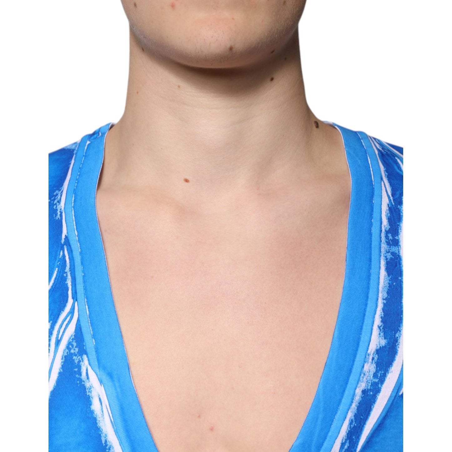 Dolce & Gabbana Blue Cotton V-neck Short Sleeves T-shirt