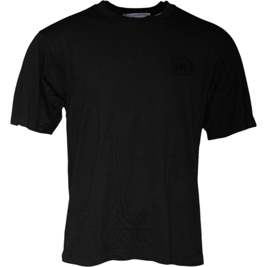Dolce & Gabbana Black Cotton Crew Neck Short Sleeves T-shirt