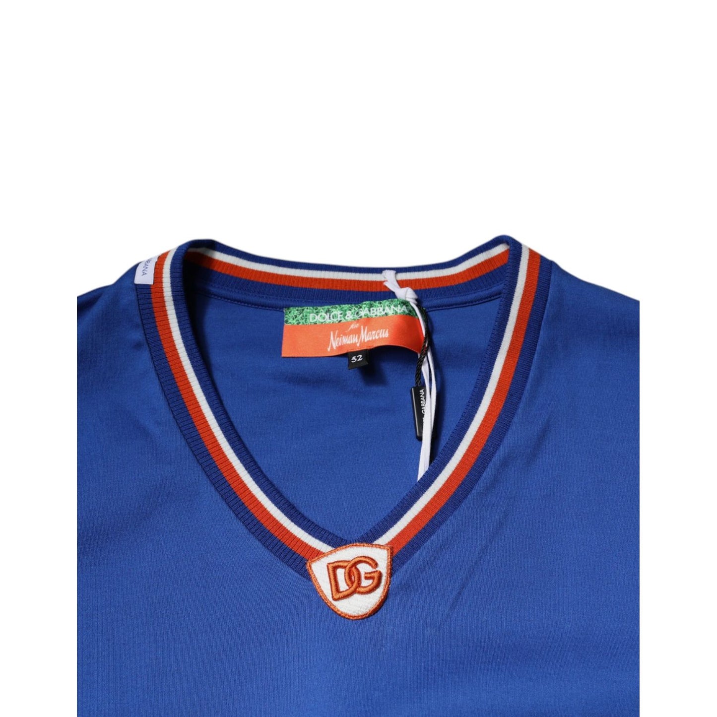 Dolce & Gabbana Blue Logo V-neck Short Sleeve T-shirt