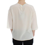 Dolce & Gabbana White Sequined Key Silk Blouse T-shirt Top SIG13197-1