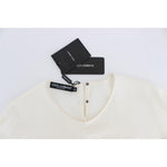 Dolce & Gabbana White Sequined Key Silk Blouse T-shirt Top SIG13197-1
