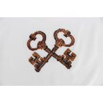 Dolce & Gabbana White Sequined Key Silk Blouse T-shirt Top SIG13197-1