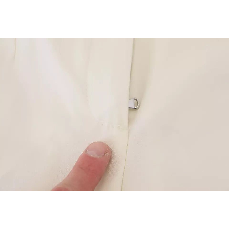 Dolce & Gabbana White High Waist Tapered Wool Pants PAN74205-38