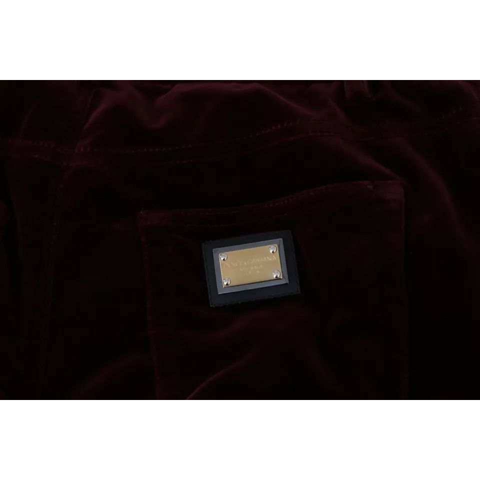 Dolce & Gabbana Bordeaux Velvet Stretch Slim Fit Pants