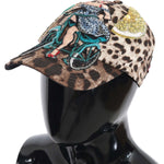 Dolce & Gabbana Brown Leopard Sequin Sicily Applique Baseball Hat HAT70141-56