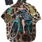 Dolce & Gabbana Brown Leopard Sequin Sicily Applique Baseball Hat HAT70141-56