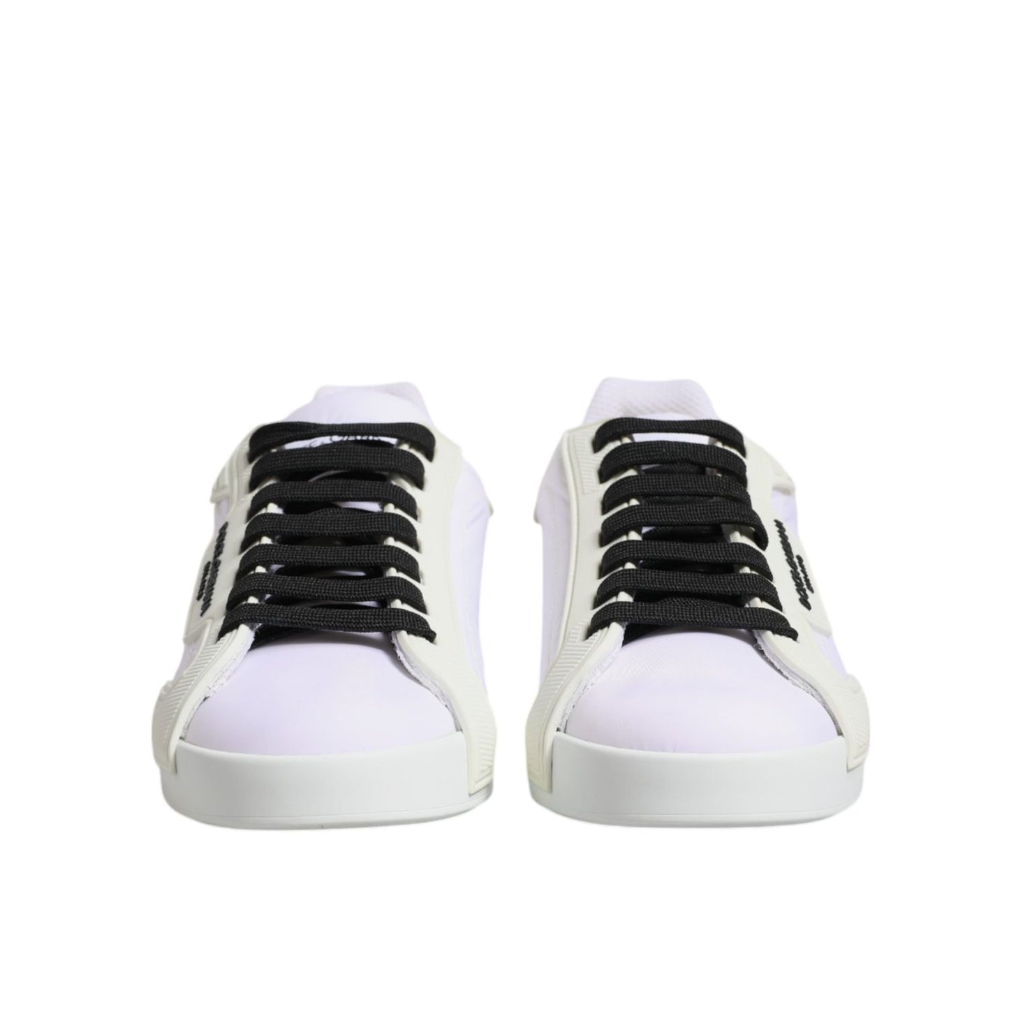 Dolce & Gabbana White Nylon Leather Low Top Sneakers Shoes
