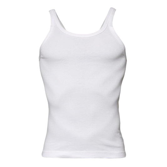Dolce & Gabbana Ivory Cotton Sleeveless Round Neck Tank T-shirt