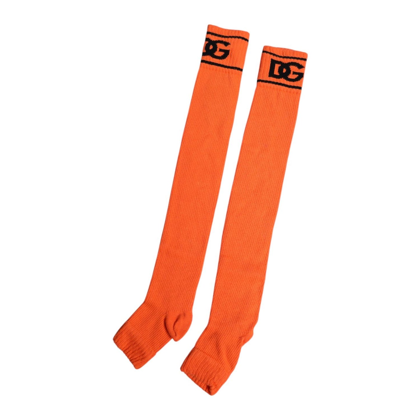 Dolce & Gabbana Orange Cotton DG Logo Print Open Toe Socks