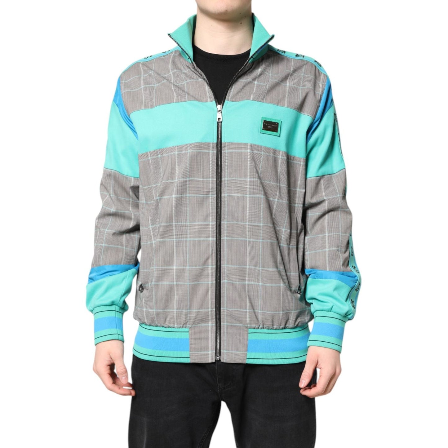 Dolce & Gabbana Multicolor Plaid Full Zip Windbreaker Jacket JKT41414-50