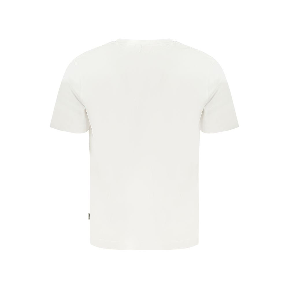 Pepe Jeans White Cotton T-Shirt with short sleeves and crew neck, featuring logo print, made from 100% sustainable cotton.