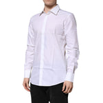 Dolce & Gabbana White Cotton GOLD Long Sleeves Formal Shirt TSH906851-41