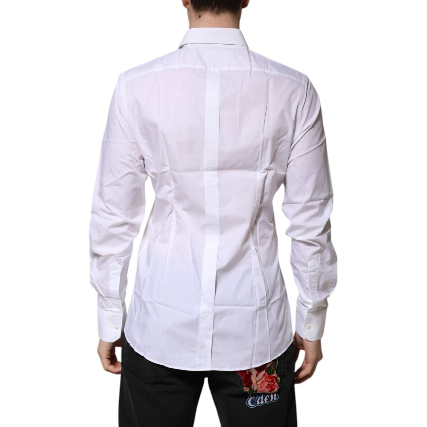 Dolce & Gabbana White Cotton GOLD Long Sleeves Formal Shirt TSH906851-41
