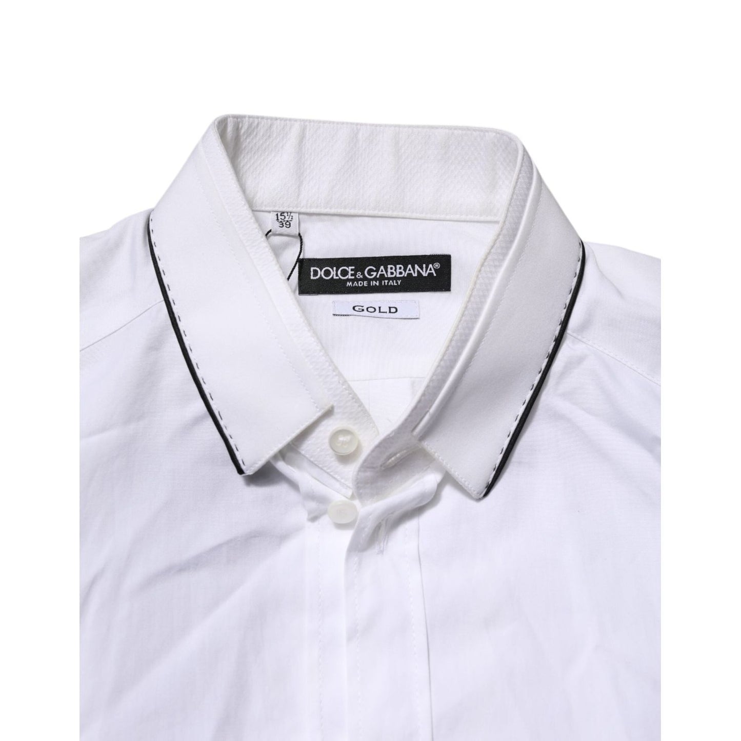 Dolce & Gabbana White Cotton GOLD Long Sleeves Formal Shirt TSH906854-39