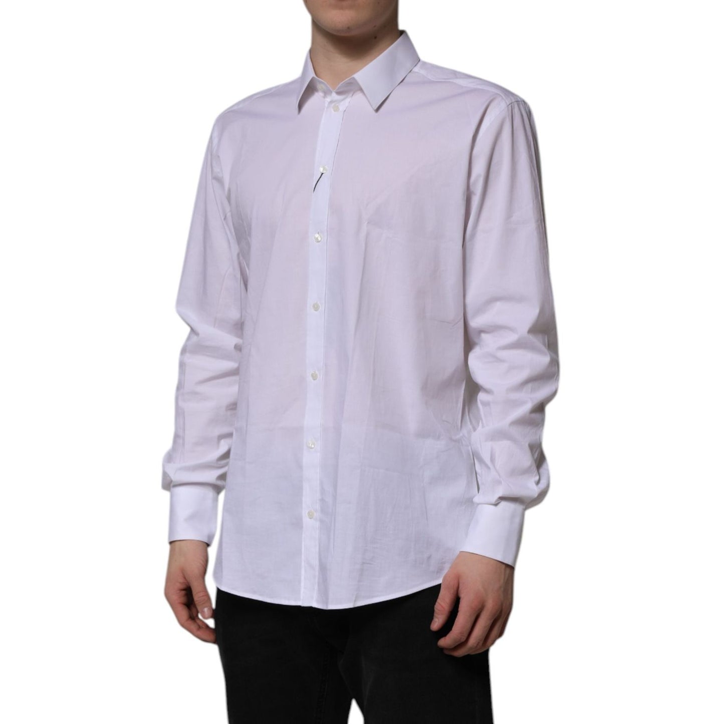 Dolce & Gabbana White MARTINI Long Sleeve Dress Formal Shirt TSH906867-42