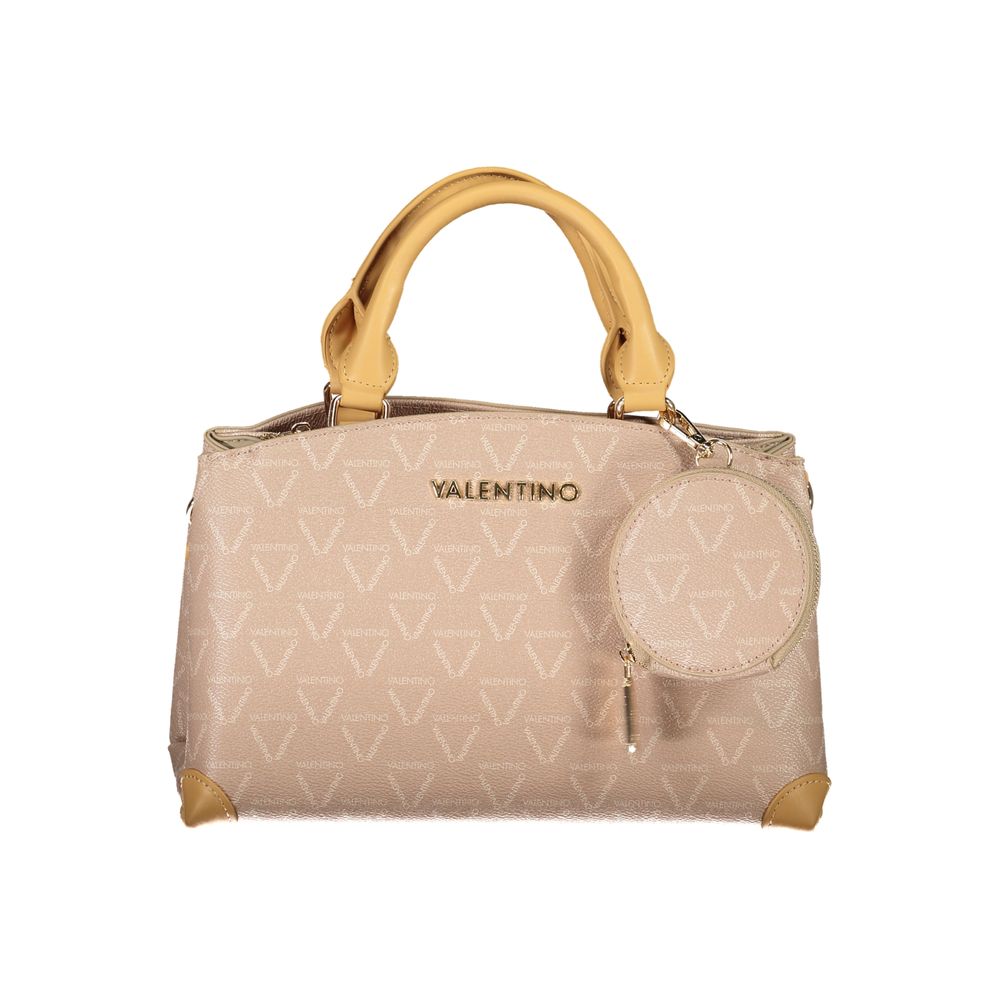 Mario Valentino Beige Polyethylene Handbag with two handles, adjustable straps, external pockets, contrasting details, and logo.