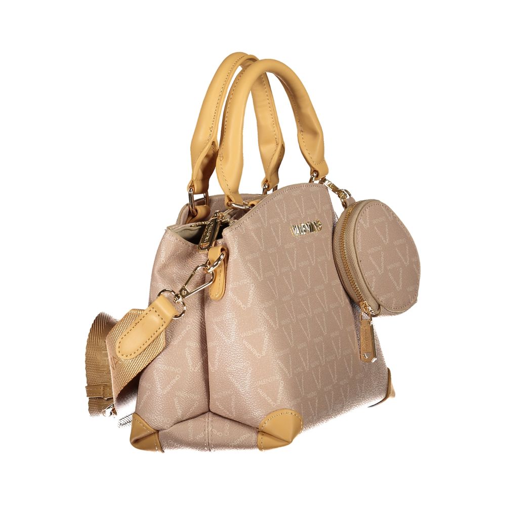 Mario Valentino Beige Polyethylene Handbag with removable straps, external and internal pockets, contrasting details, and logo design.