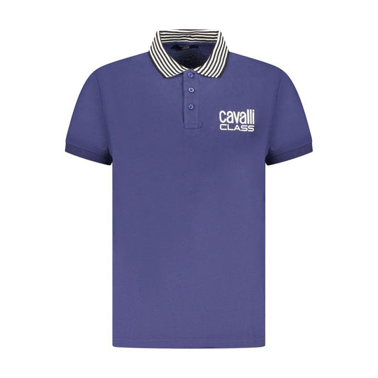 Cavalli Class Blue Cotton Men Polo Shirt