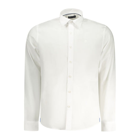 North Sails White Cotton Men Shirt with Italian collar and 1-button cuffs, perfect for casual and maritime elegance.