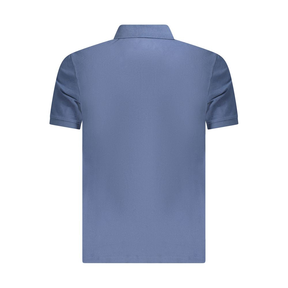 Back view of Timberland Blue Cotton Polo Shirt with short sleeves and embroidered logo.
