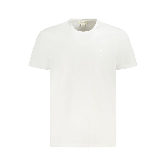 Calvin Klein White Cotton T-Shirt with short sleeves, crew neck, and embroidered logo.
