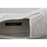Dolce & Gabbana White Leather Lace Slip On Loafers Shoes LA5969-35
