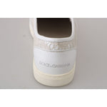 Dolce & Gabbana White Leather Lace Slip On Loafers Shoes LA5969-35