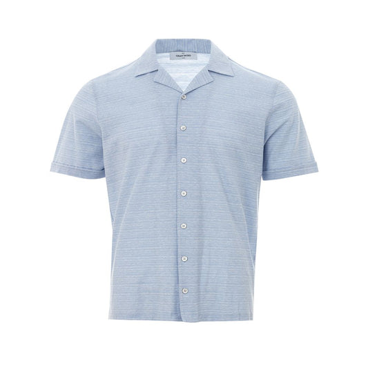 Gran Sasso Blue Linen And Cotton Shortsleeve