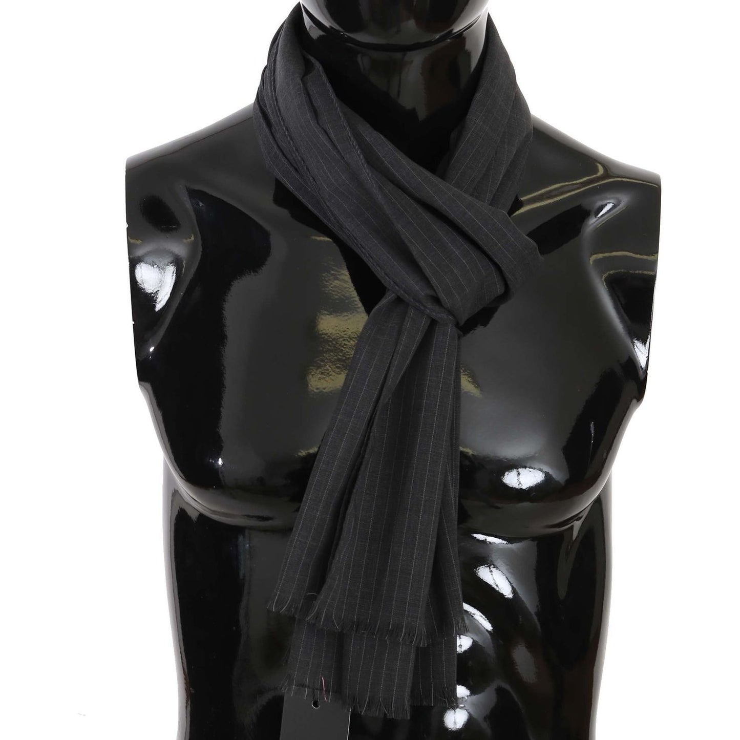 Dolce & Gabbana Gray 100% Wool Striped Pattern Wrap Scarf Wool Wrap Shawls