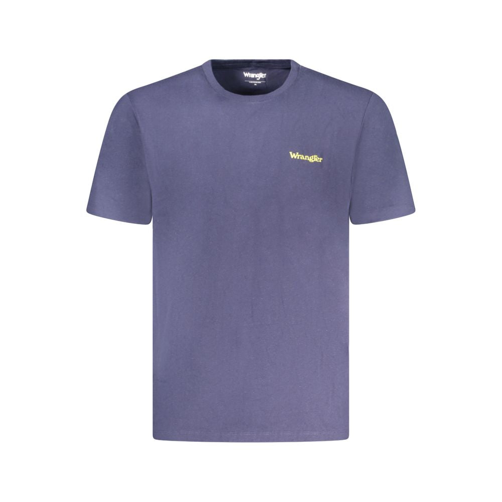 Wrangler Blue Cotton T-Shirt with small logo, crew neck, short sleeves.