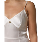 Dolce & Gabbana White DG Logo Full Slip Silk Dress Sleepwear