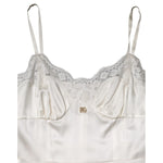 Dolce & Gabbana White Lace DG Logo Silk Dress Sleepwear