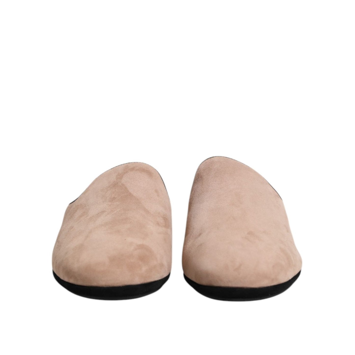 Dolce & Gabbana Beige Suede Leather Slides Flat Slipper Shoes MV7685-43