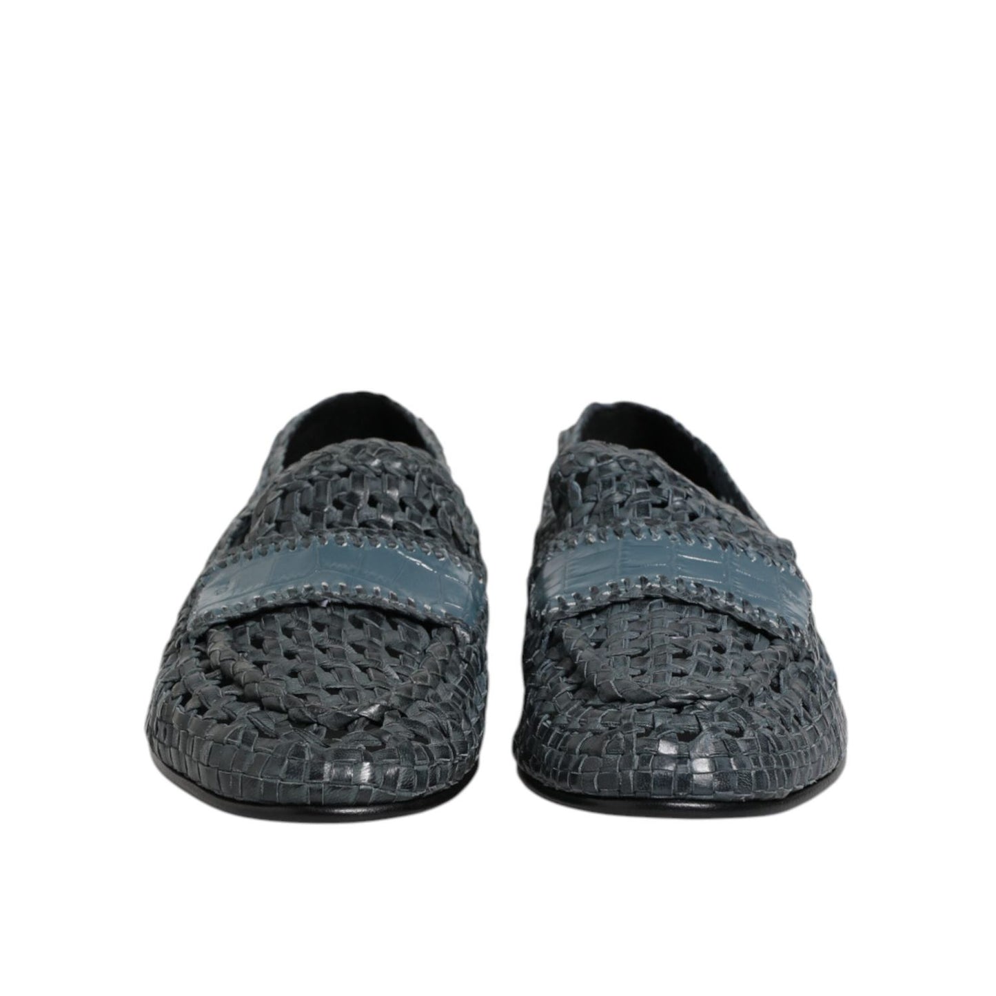 Dolce & Gabbana Blue Woven Raffia Slip On Loafers Shoes MV7694-45