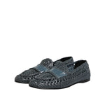 Dolce & Gabbana Blue Woven Raffia Slip On Loafers Shoes MV7694-45