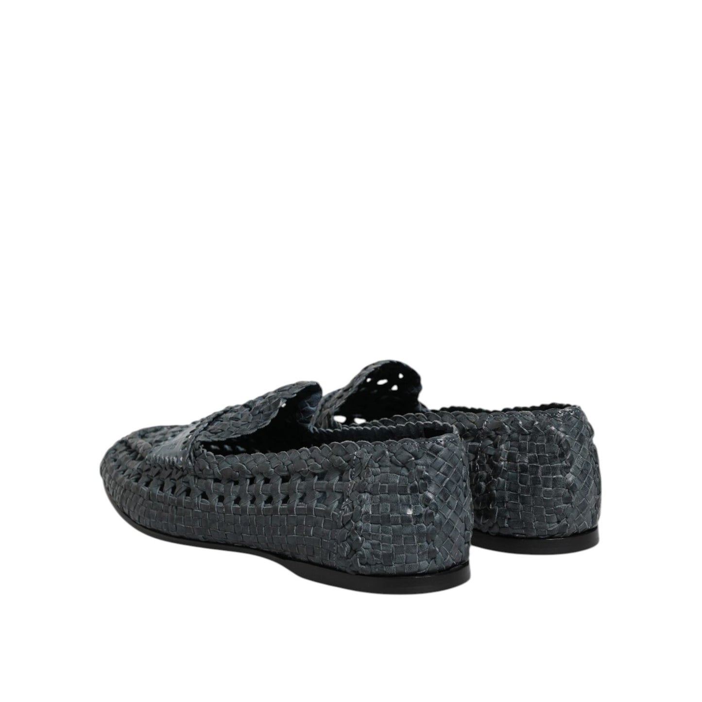 Dolce & Gabbana Blue Woven Raffia Slip On Loafers Shoes MV7694-45