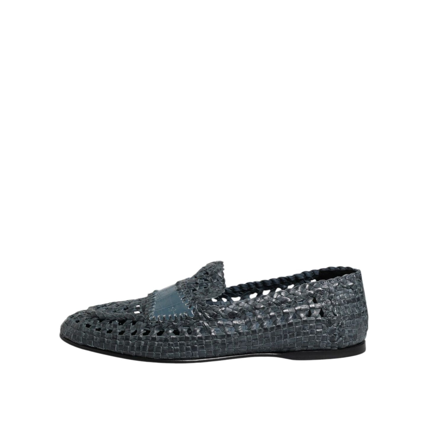 Dolce & Gabbana Blue Woven Raffia Slip On Loafers Shoes MV7694-45
