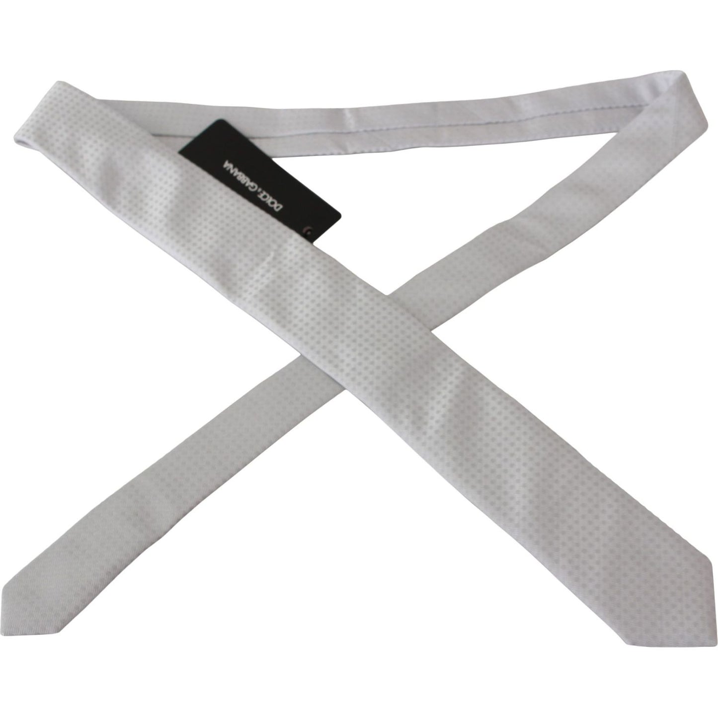 Dolce & Gabbana White Patterned Classic Mens Slim Necktie Tie KRA717