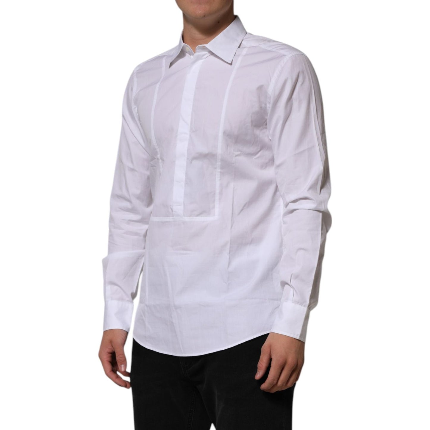 Dolce & Gabbana White Poplin Cotton Formal Men Dress Shirt TSH906807-40